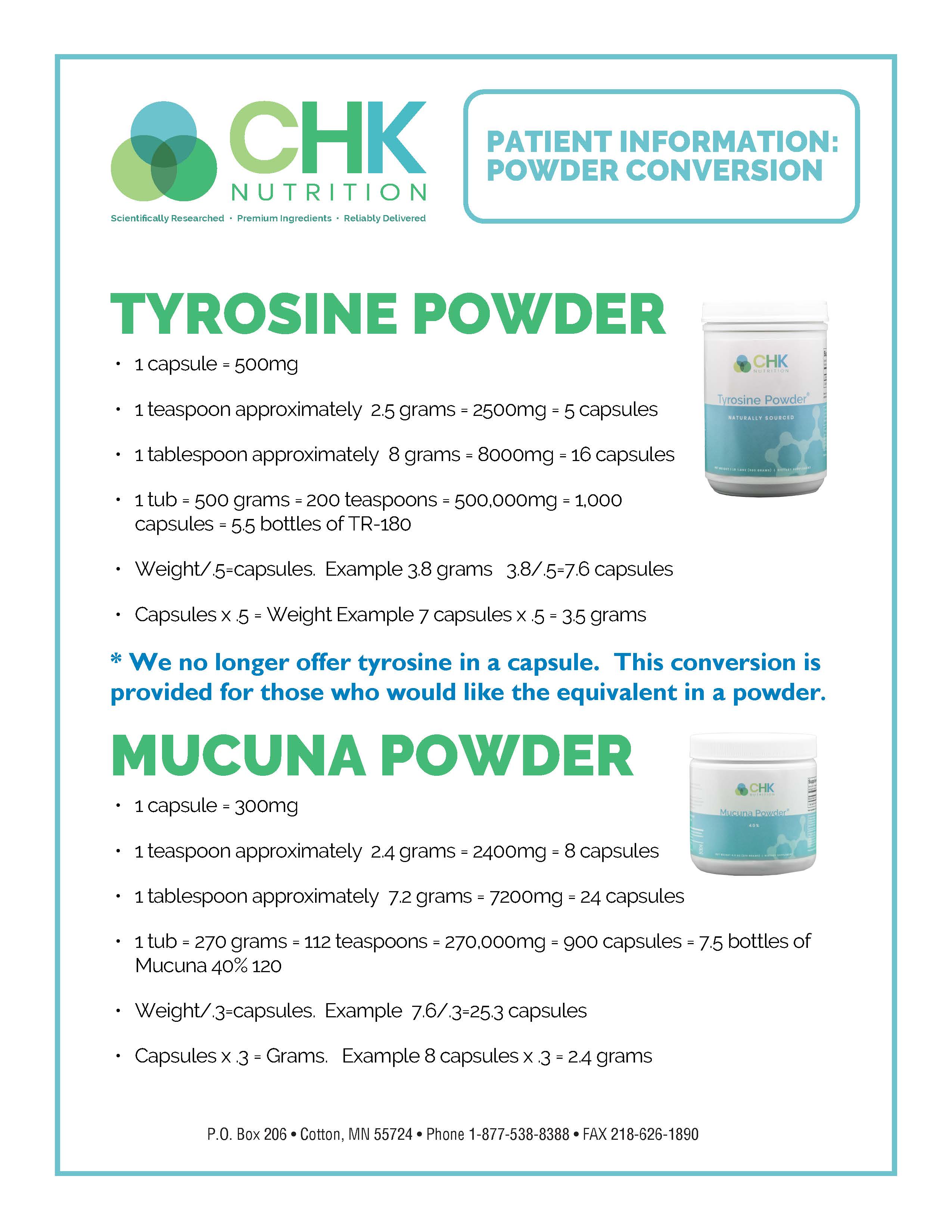 Powder Conversion Sheet – Patient Version